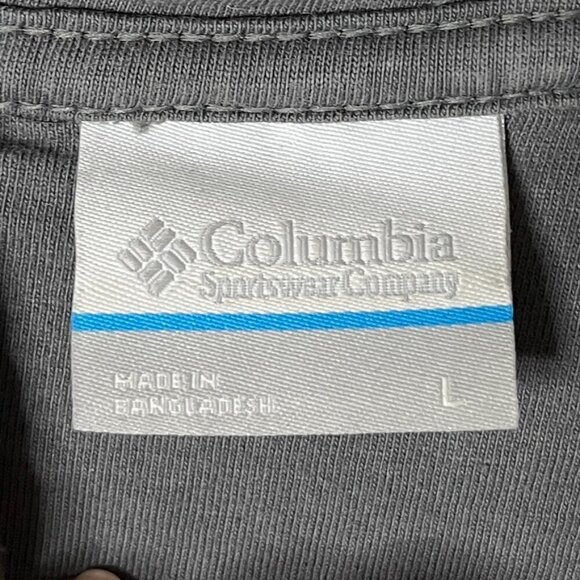 Columbia Men's Hoodie Sweatshirt L Gray & White Logo Pullover Long Sleeve Hooded - Picture 6 of 7